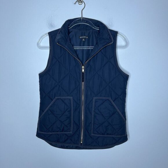 J Crew Mercantile Women's Quilted Vest Navy Blue XS Zip Up Pockets Outdoor - Picture 4 of 10